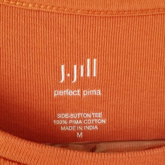 J Jill Perfect Pima M Side Button Tee Tunic Stretch Top Pullover Comfy Casual - Picture 6 of 13